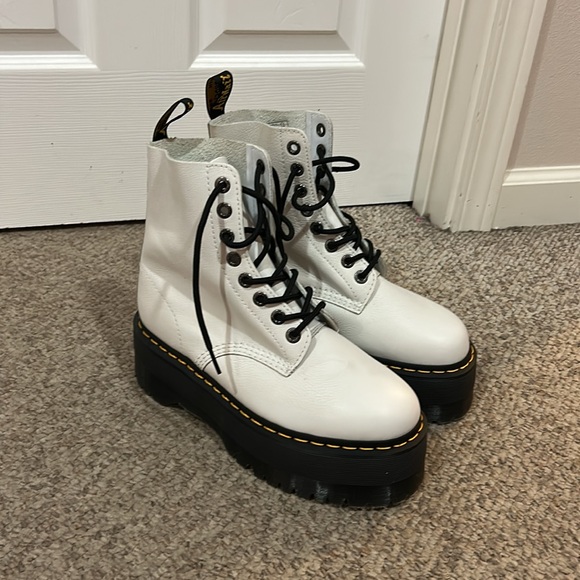 Dr Martens white leather pascal Max platform 1460 lace up combat boots new sz 9 - Picture 9 of 10